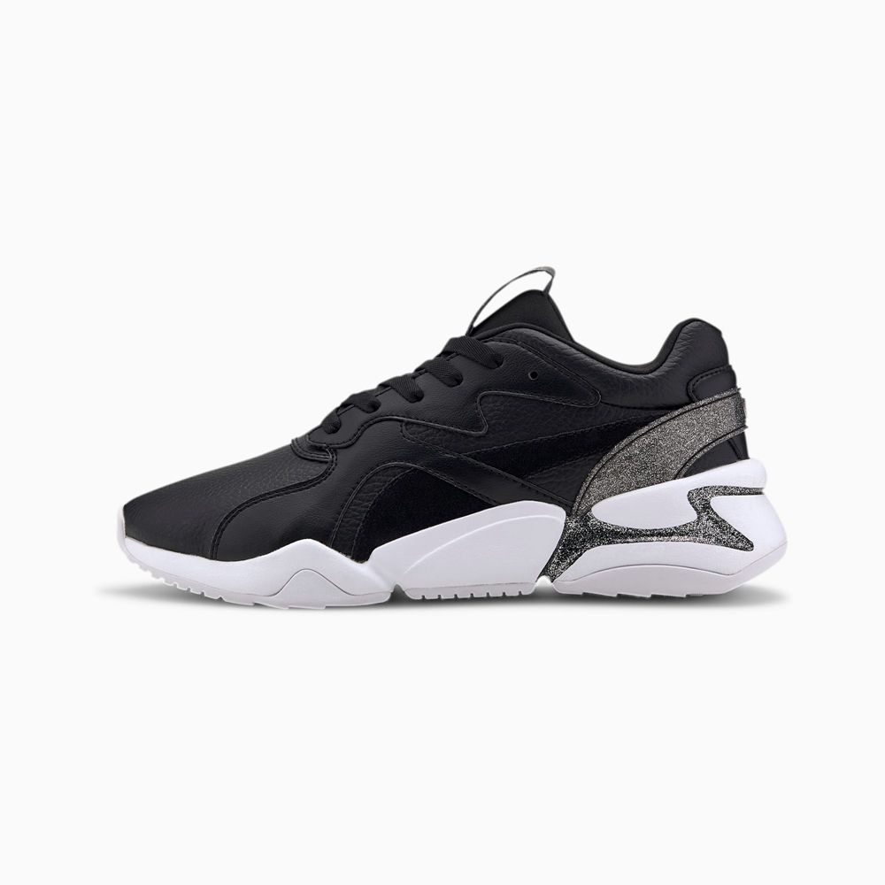 Puma Nova Glitz Női Sportcipő - Fekete/Fehér ( Hungary - WDIVJ0831 )